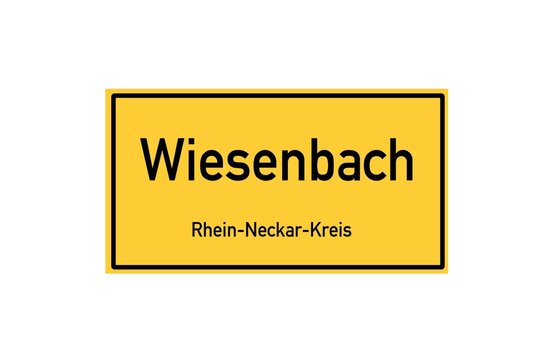 Isolated German city limit sign of Wiesenbach located in Baden-W�rttemberg