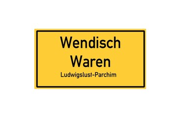 Isolated German city limit sign of Wendisch Waren located in Mecklenburg-Vorpommern