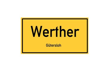 Isolated German city limit sign of Werther located in Nordrhein-Westfalen