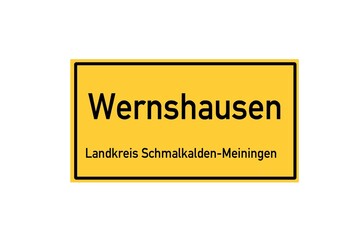 Fototapeta premium Isolated German city limit sign of Wernshausen located in Th�ringen