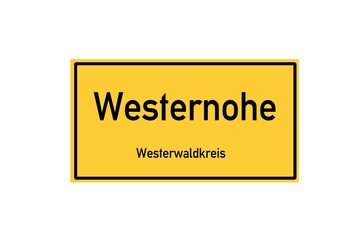 Isolated German city limit sign of Westernohe located in Rheinland-Pfalz