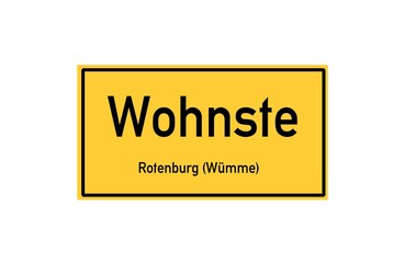 Isolated German city limit sign of Wohnste located in Niedersachsen