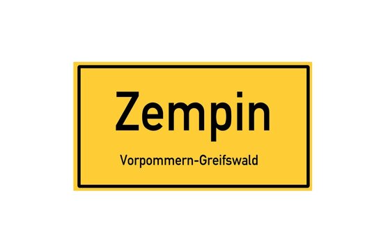Isolated German city limit sign of Zempin located in Mecklenburg-Vorpommern