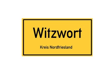 Isolated German city limit sign of Witzwort located in Schleswig-Holstein