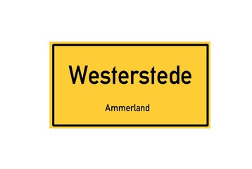 Isolated German city limit sign of Westerstede located in Niedersachsen