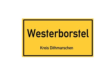 Isolated German city limit sign of Westerborstel located in Schleswig-Holstein