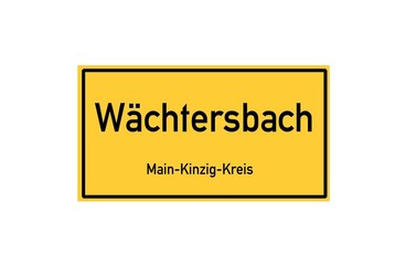 Isolated German city limit sign of Wächtersbach located in Hessen