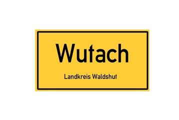 Isolated German city limit sign of Wutach located in Baden-W�rttemberg