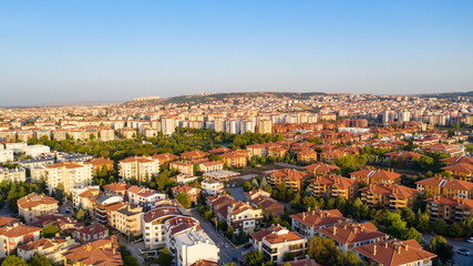 Naklejka premium Aerial view of Eskişehir,TURKEY. River and streets in Eskişehir. Aerial photo.
