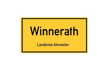 Isolated German city limit sign of Winnerath located in Rheinland-Pfalz