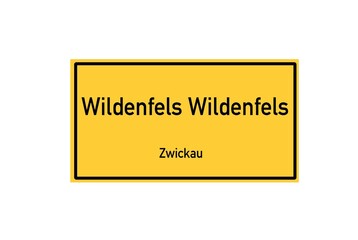 Isolated German city limit sign of Wildenfels Wildenfels located in Sachsen