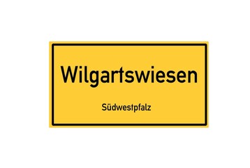 Isolated German city limit sign of Wilgartswiesen located in Rheinland-Pfalz