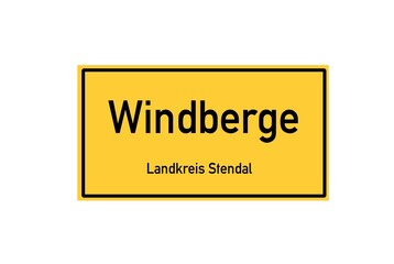 Isolated German city limit sign of Windberge located in Sachsen-Anhalt
