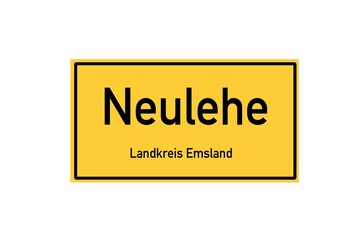 Isolated German city limit sign of Neulehe located in Niedersachsen