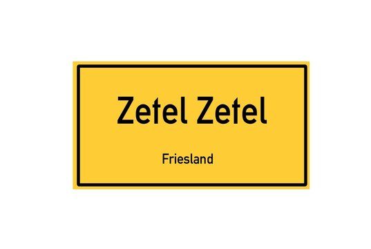 Isolated German city limit sign of Zetel Zetel located in Niedersachsen