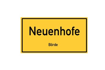 Isolated German city limit sign of Neuenhofe located in Sachsen-Anhalt
