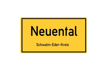 Isolated German city limit sign of Neuental located in Hessen