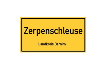 Isolated German city limit sign of Zerpenschleuse located in Brandenburg