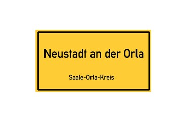 Isolated German city limit sign of Neustadt an der Orla located in Th�ringen