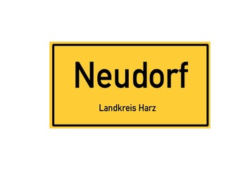 Isolated German city limit sign of Neudorf located in Sachsen-Anhalt