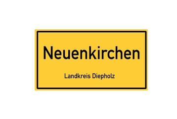 Isolated German city limit sign of Neuenkirchen located in Niedersachsen