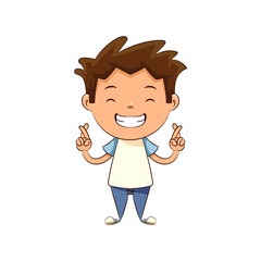 Child fingers crossed hand gesture
