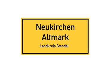 Isolated German city limit sign of Neukirchen Altmark located in Sachsen-Anhalt