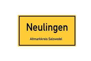 Isolated German city limit sign of Neulingen located in Sachsen-Anhalt