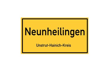 Isolated German city limit sign of Neunheilingen located in Th�ringen