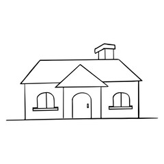 Single Cute House Coloring Page For Kids