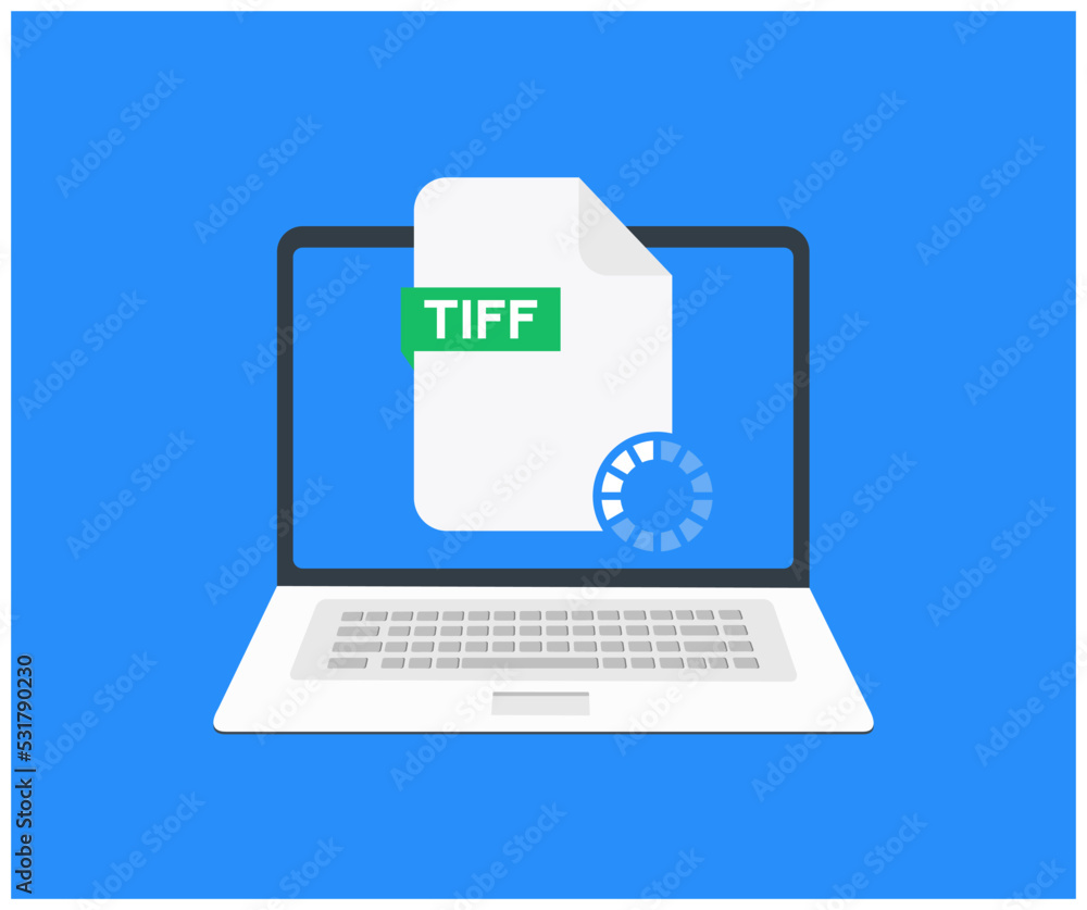 Poster laptop with envelope and tiff file logo design. tiff transparency concept can be used web and mobile