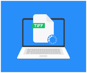 Laptop with envelope and TIFF file logo design. Tiff transparency concept can be used web and mobile vector design and illustration.
