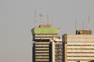 Skyline of Downtown Lusaka with the Findeco house in the  middle of the photo.