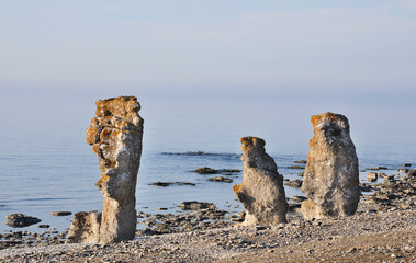 Rock formation by the sea at gotland in Sweden