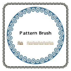 Pattern brush and Round and square ancient roman or greek frame isolated on a white background to create classic Greek Meander patterns Ornament for decorative tiles