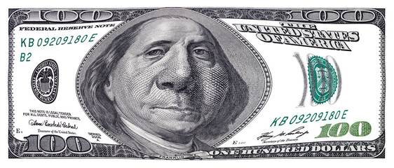 Transparent destorted 100 US  dollar banknote