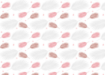 Seamless pattern with pink and gray fern leaves