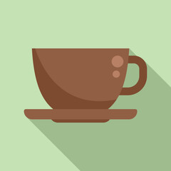 Morning coffee cup icon flat vector. Work time. Job hour