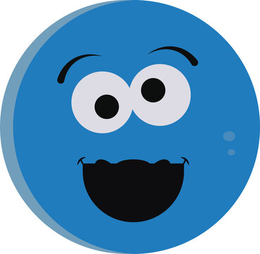 Blue Smiley Face Icon With Amazed Eyes On A Transparent Background
