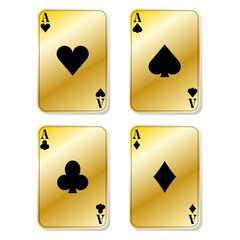 Set of golden playing cards