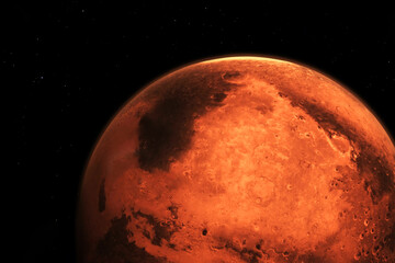Planet Mars on a dark background. Elements of this image furnished by NASA © Artsiom P