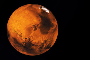 Planet Mars on a dark background. Elements of this image furnished by NASA