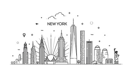 Linear banner of New York city. All buildings - 531793488