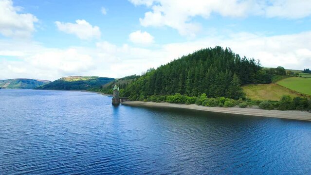 Lake Vyrnwy in Wales, UK - aerial view 1