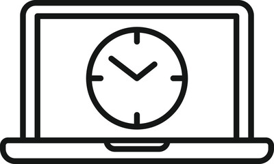 Laptop work hours icon outline vector. Office time. Home balance