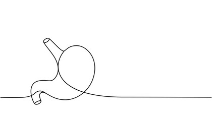 Human stomach one line continuous drawing. Human organ continuous one line illustration. Vector minimalist linear illustration.