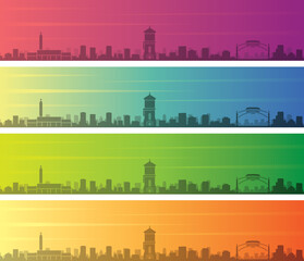Naklejka premium Fresno Multiple Color Gradient Skyline Banner