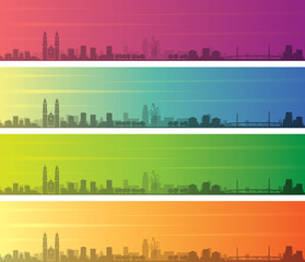 Omaha Multiple Color Gradient Skyline Banner - obrazy, fototapety, plakaty