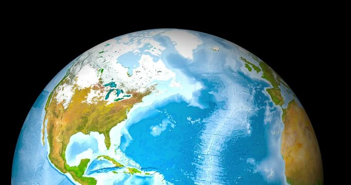 Realistic Earth rotation focused on north hemisphere