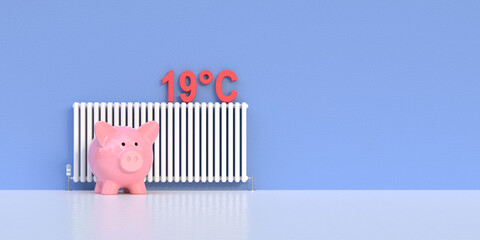 Energy saving concept - heating 19°C